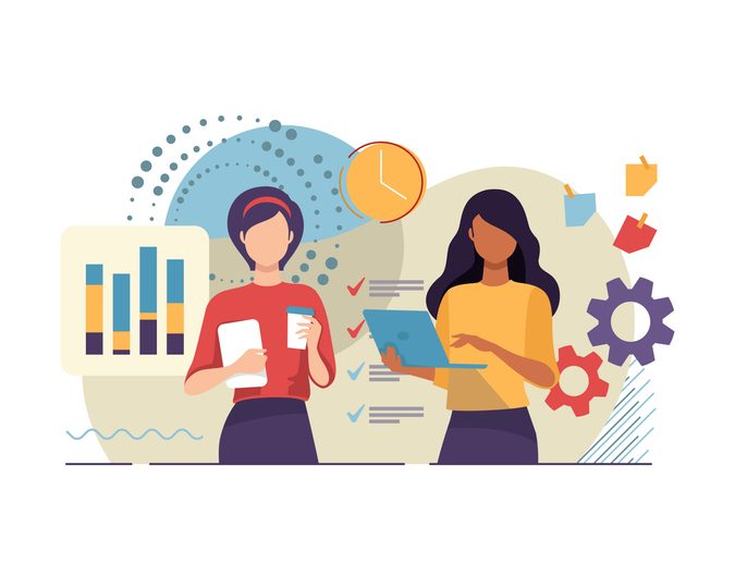 Business concept vector illustration on the subject of a women-owned UX agency