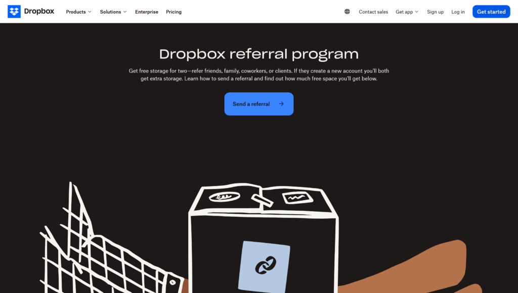 Screenshot Dropbox referral program