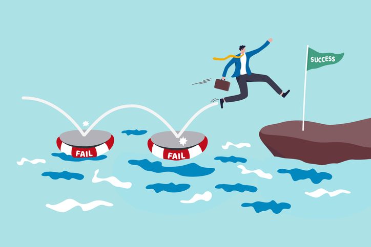 What We Learned at SXSW: "How to make failure work for you” 12 smart business jumping on many time of failures floating on water and finally reach success flag