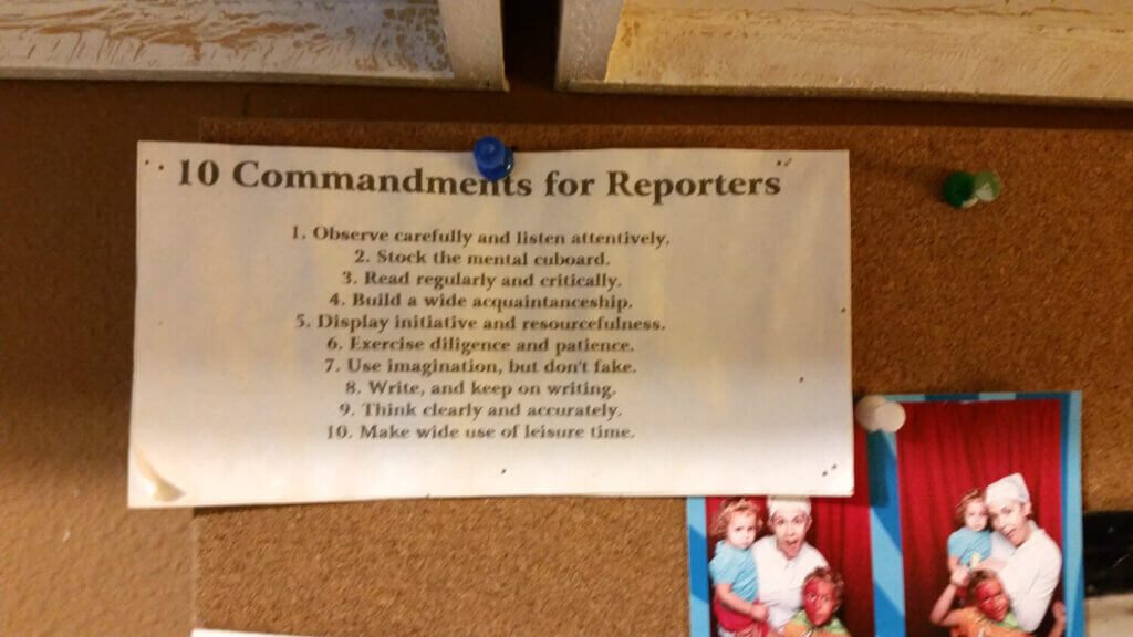 10 commandments for creatives 1 paper pinned to bulletin board