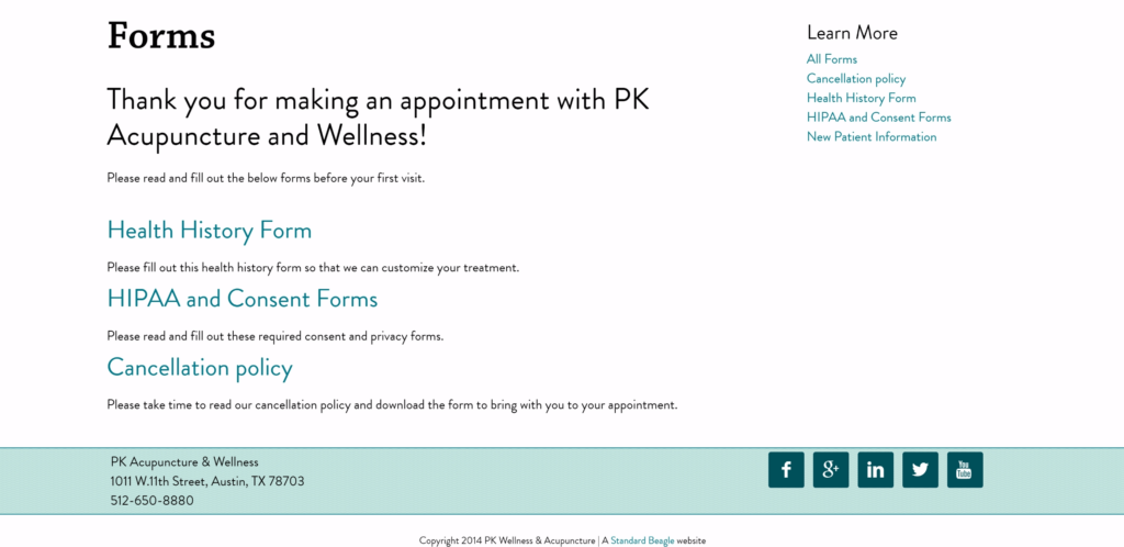 7 ways to transform your healthcare website redesign 2 screenshot of PK Wellness forms page