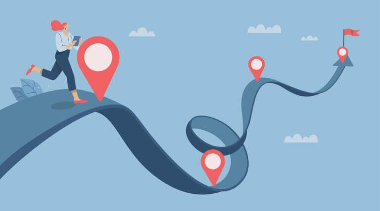 Hire a UX agency for product support: 5 reasons it works 11 Female Project Manager running work on project timeline. Progress in business, Work process or work process, Timeline to success, Roadmap, Vector design illustration.