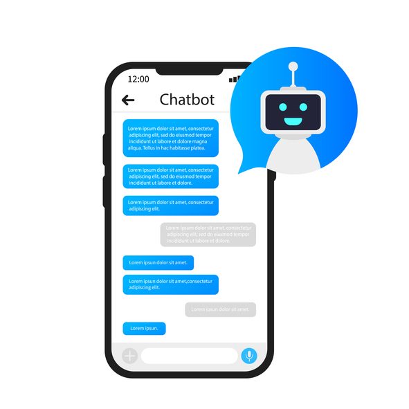 Rethinking the conversational AI design process: Start analog to end human 4 Chat bot on the phone, chat bot interface, messaging with the robot. Vector illustration