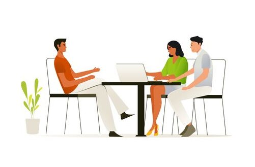 How to evaluate UX agencies: 3 red flags for product leaders shouldn't ignore 10 Younger male and couple receiving advice from professional for article on how to evaluate a UX agency