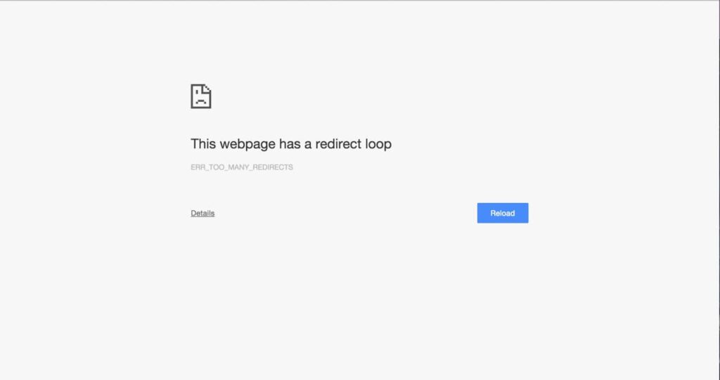 webpage error: this webpage has a redirect loop