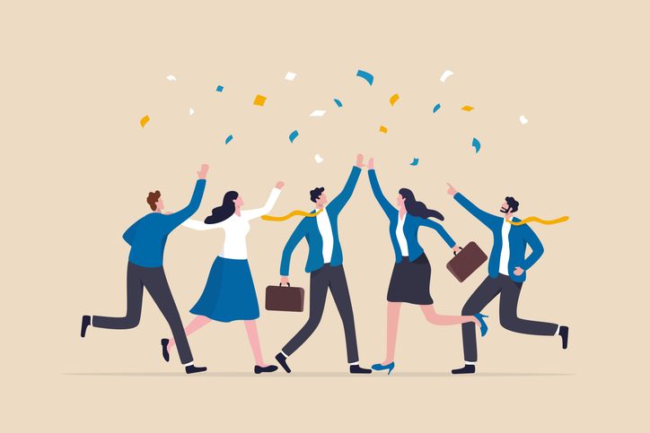 Standard Beagle founder named to NSBA Leadership Council 14 Employee, organization or company worker, team or teamwork success together, staff partnership or community concept, success businessman, businesswoman colleague high five for winning celebration