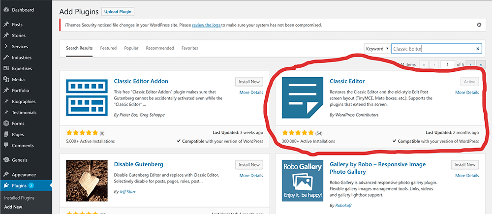 What to know about Wordpress Gutenberg 4 what the classic editor plugin looks like in wordpress plugin repository
