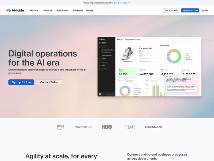 5 fixes to optimize SaaS product landing pages 6 screenshot of Airtable product landing page