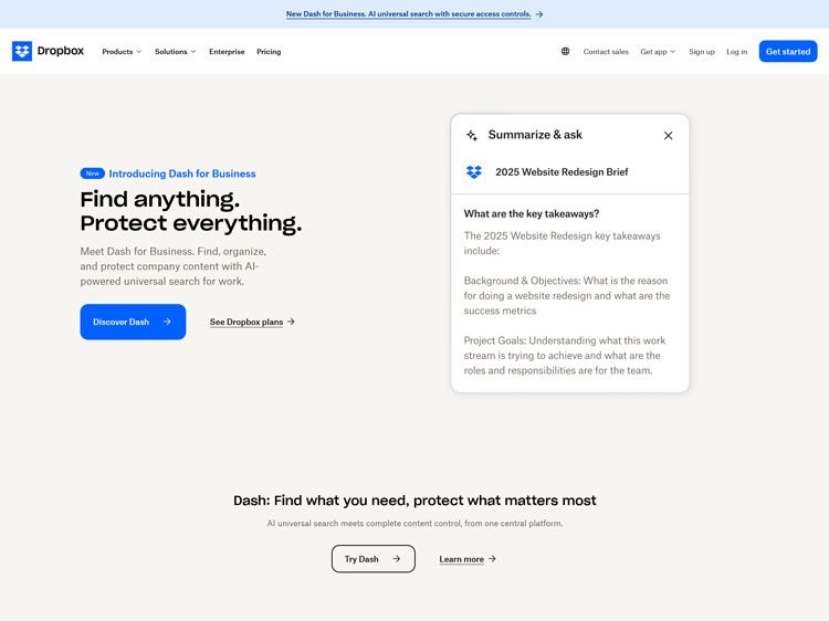 5 fixes to optimize SaaS product landing pages 3 screenshot of Dropbox product landing page