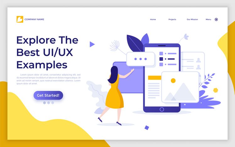 5 fixes to optimize SaaS product landing pages 9 Landing page template with woman looking at smartphone with app on screen to illustration how to optimize SaaS product landing pages