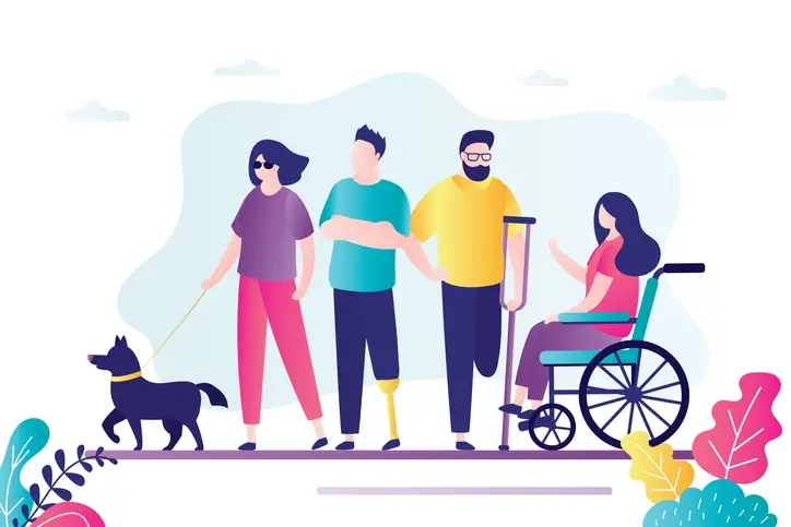 What Robles v. Domino’s Means for ADA Website Compliance in 2025 1 Vector graphic of individuals with disabilities. Concept illustration for article on ADA website compliance