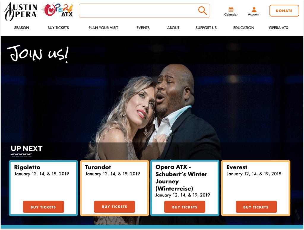Performing arts website design: Enhancing event visibility and information architecture 11 image of performing arts website design for austin opera