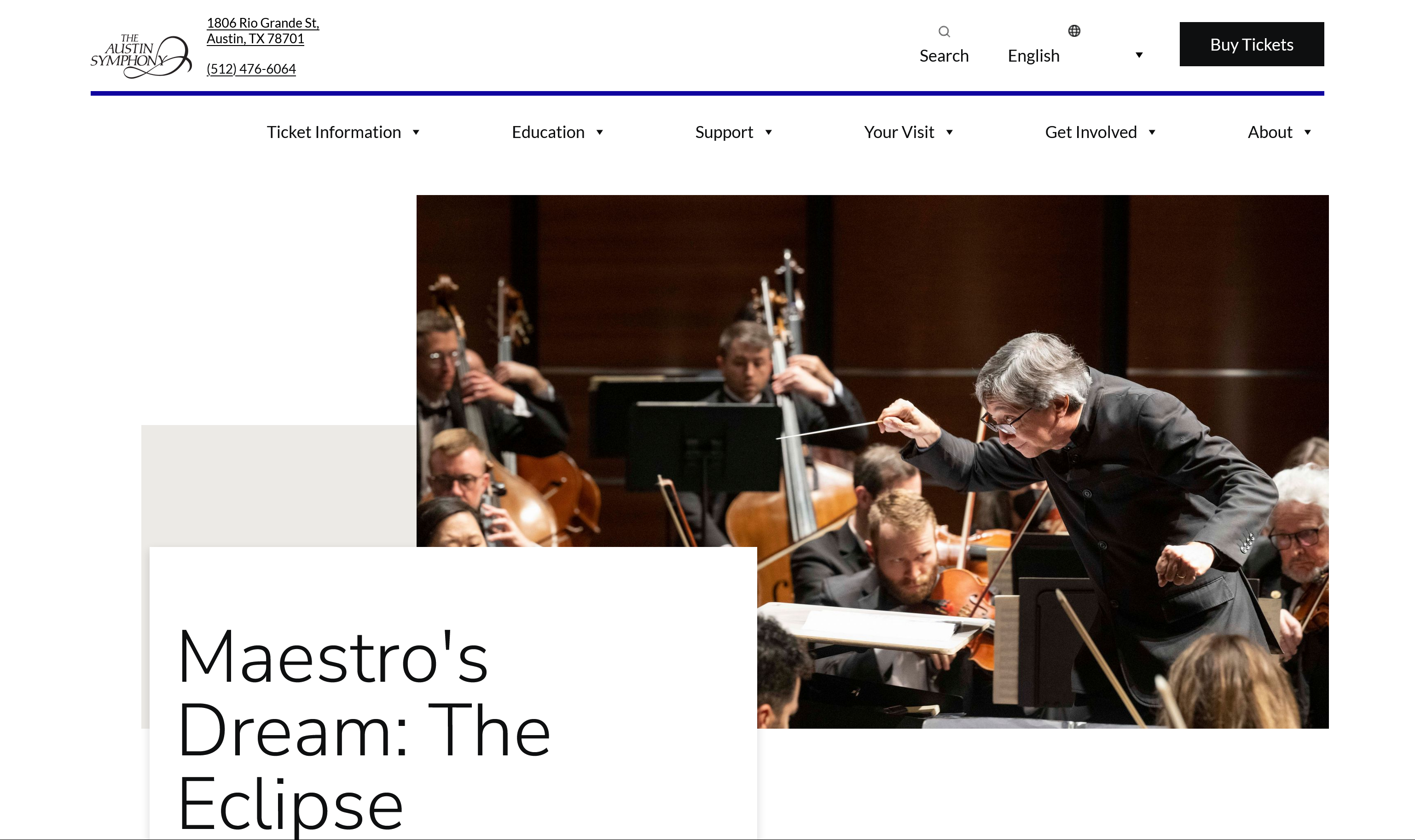 Arts website Tessitura integration: Enhancing connectivity and user experience 1 home page for austin symphony - arts website Tessitura integration