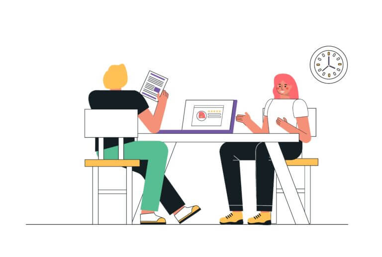 An illustration of a two part interview