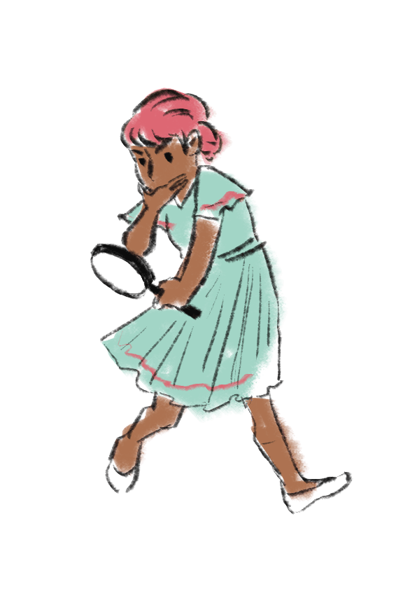 character w/ magnifying glass