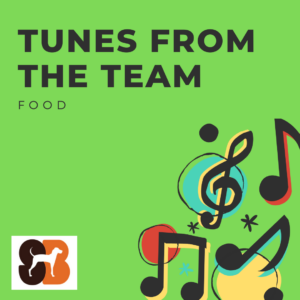 Tunes from the Team graphic Food for playlist for team-building-events