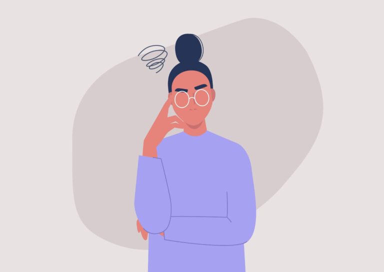 illustration shows woman with confused signals