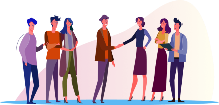 Understanding 5 ecommerce user personas 1 illustration shows characters greeting each other