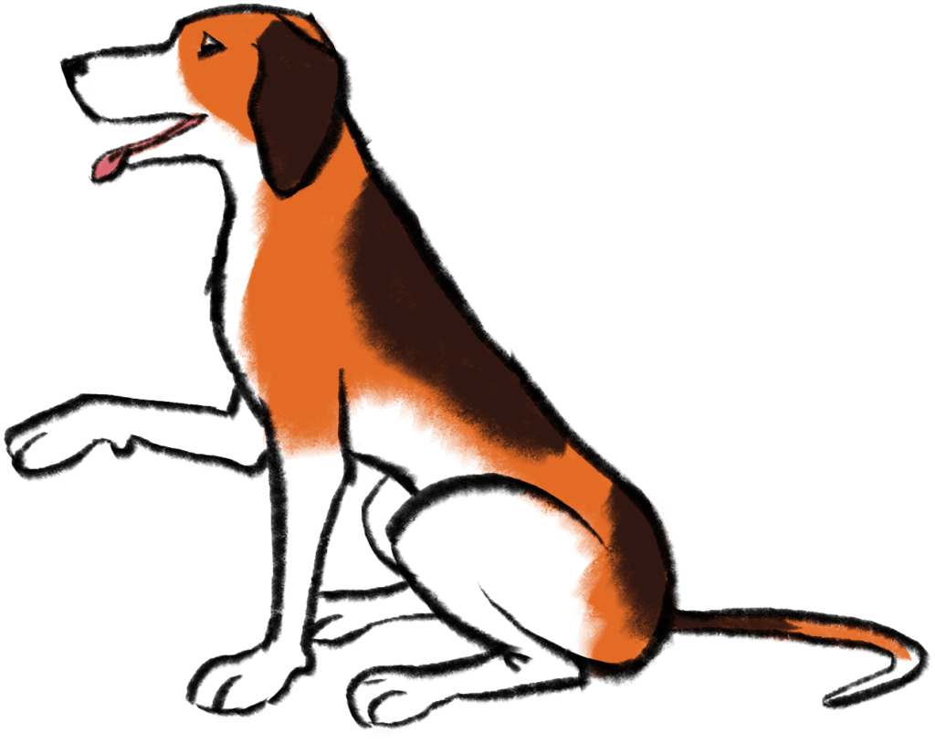 illustration show seated dog holding out one paw
