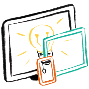 illustration shows multiple devices with single image of light bulb