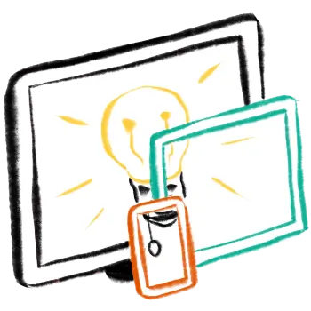 AI UX services: Design & development 7 image that shows design on three screens