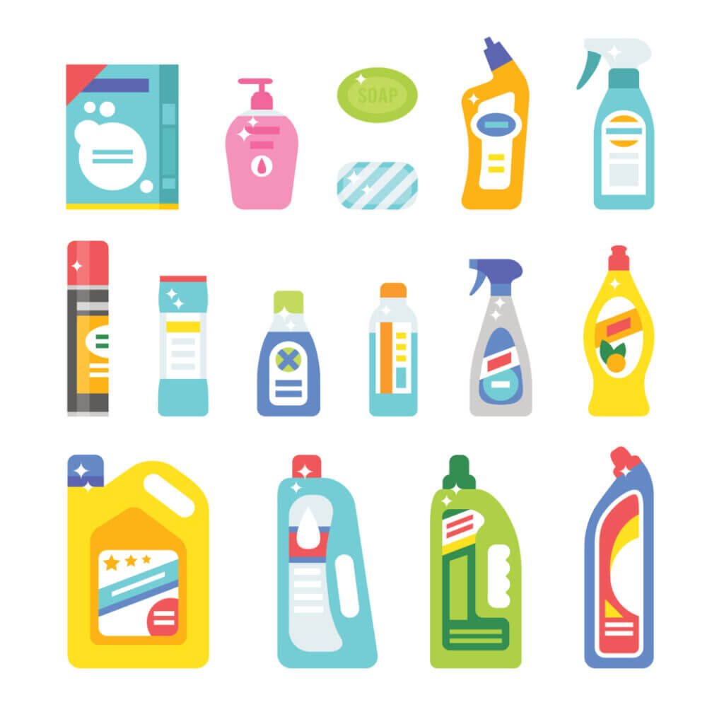 illustration of cleaning supplies