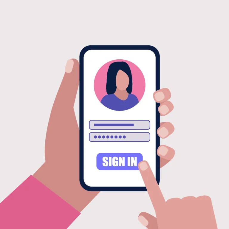 illustration shows person's fingers touching screen of mobile device