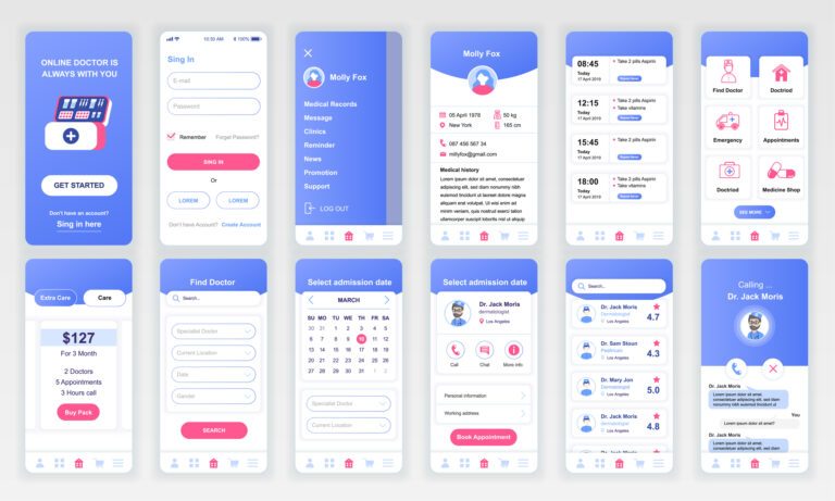 Visual design essentials for B2B SaaS products 1 Set of UI, UX, GUI screens for visual design template for mobile apps, responsive website wireframes.