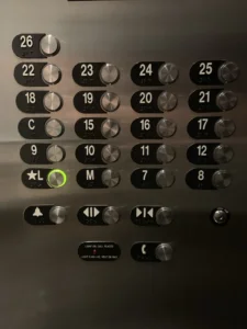 photograph of elevator floor button panel