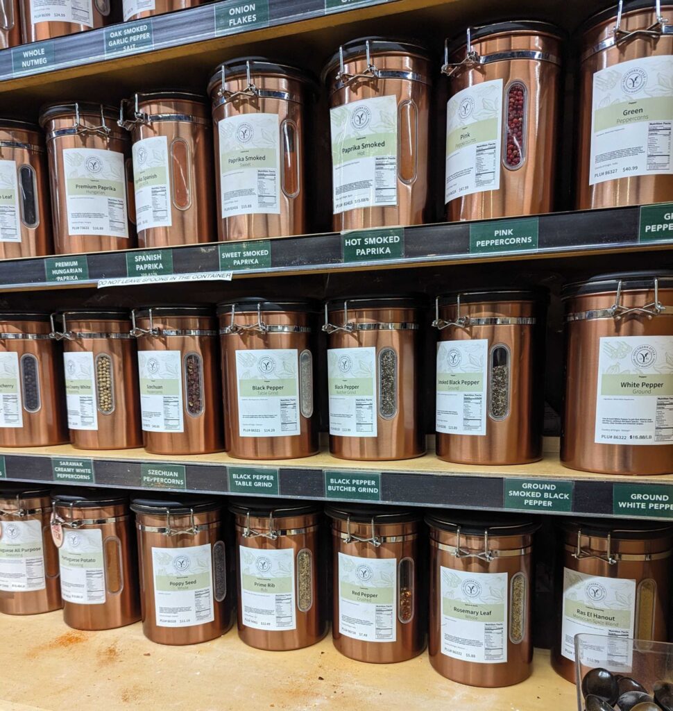 photo of canisters of spices on shelves