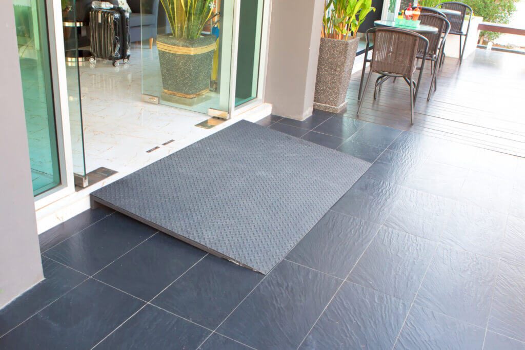 metal ramp way for support wheelchair disabled people demonstrating accessible product