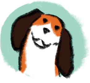 illustration shows dog with cocked head