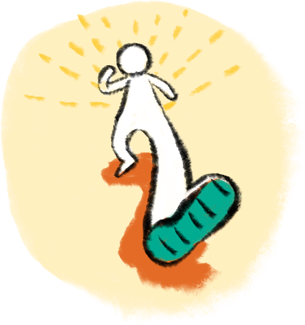 illustration shows figure walking