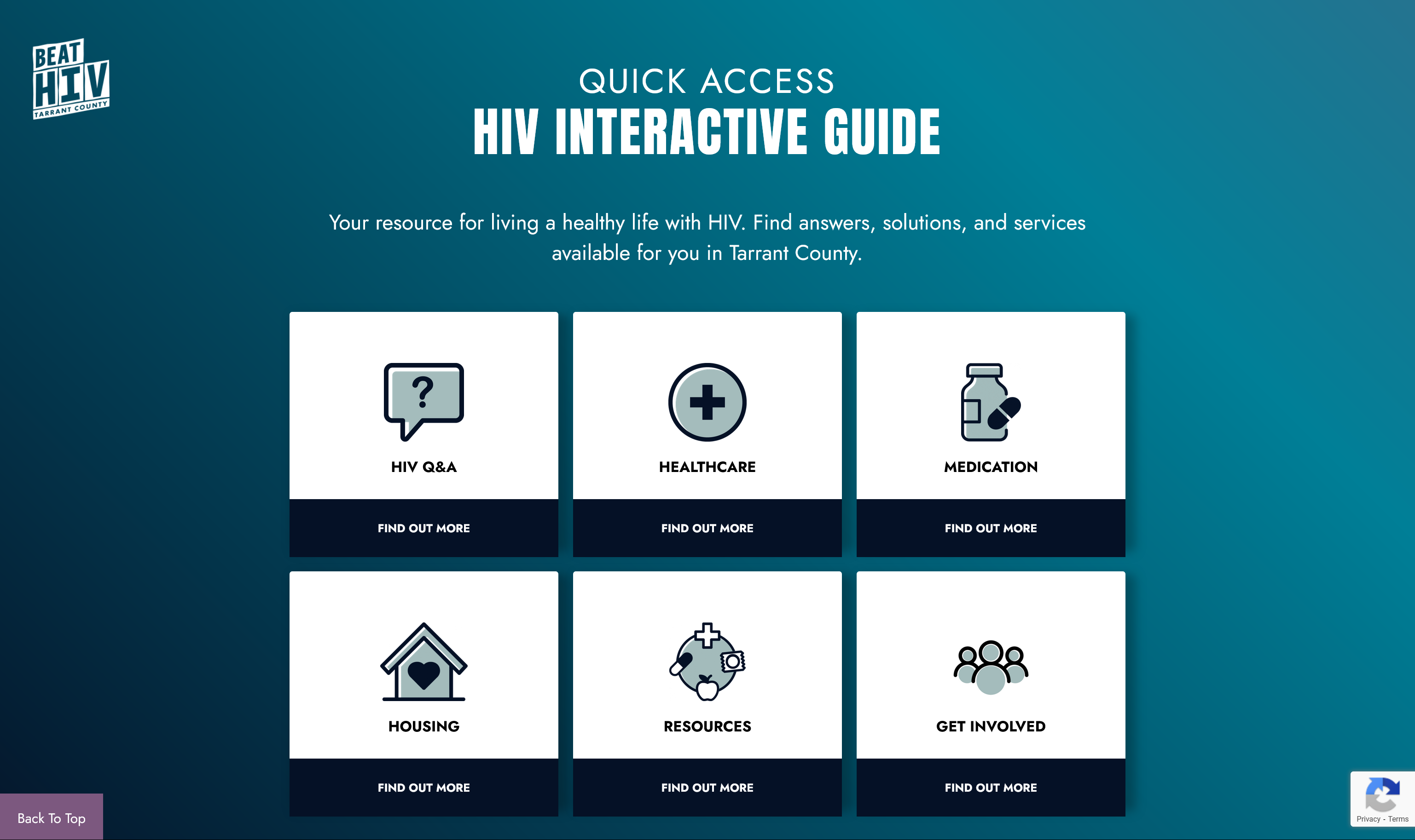 home screen for interactive tool