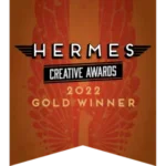 AI UX design agency 28 hermes 2022 gold award badge