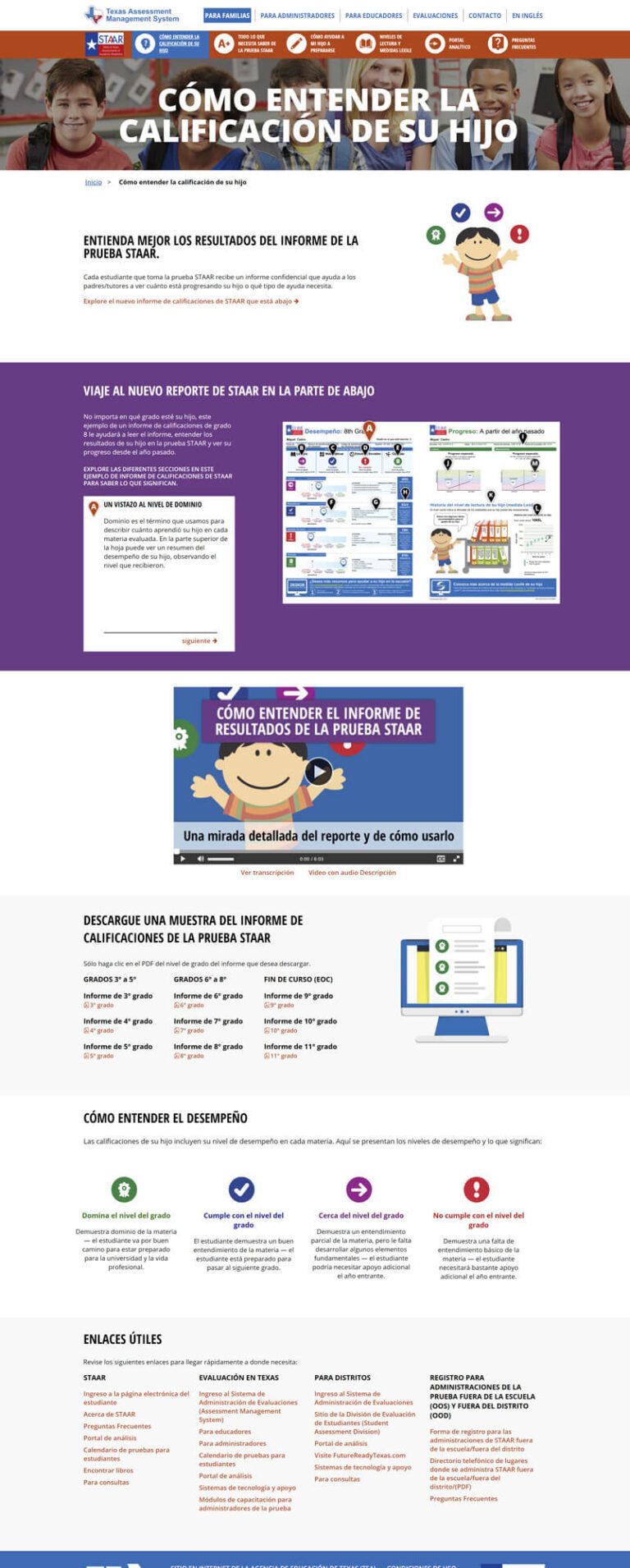Spanish translated page for texas assessment website