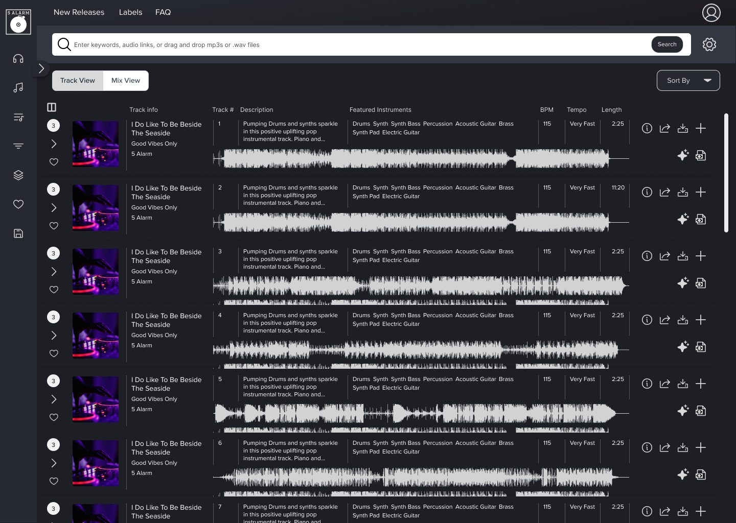 search bar UI on example of music search portal ux