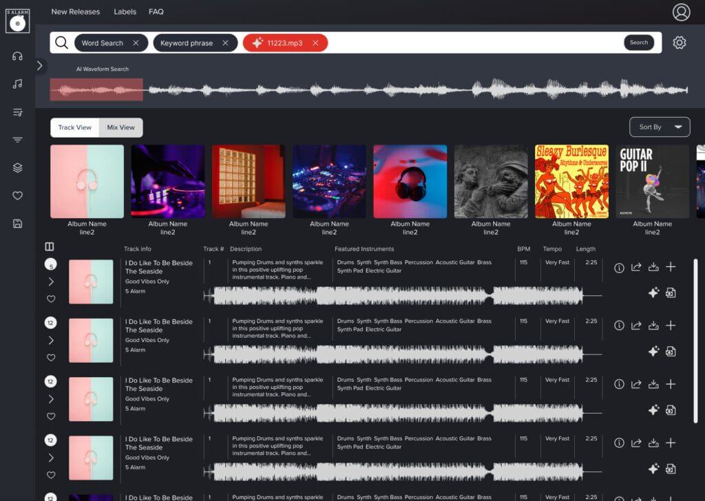 Music search portal UX: Enhancing music discovery for B2B editing 10 screenshot of design showing search interface for music search portal UX