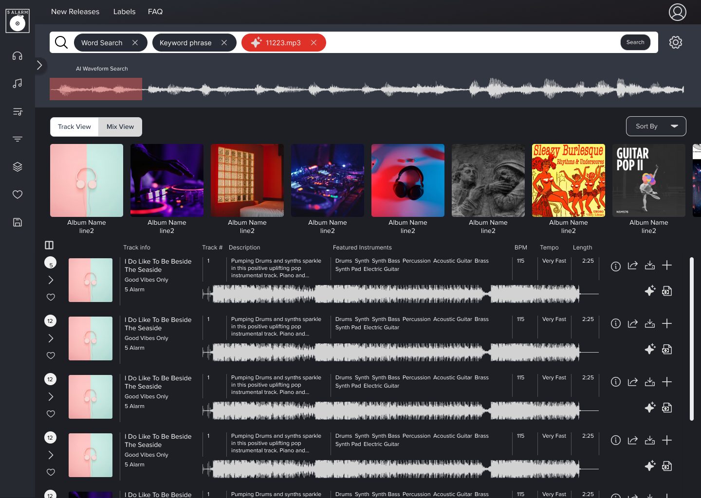 Music search portal UX: Enhancing music discovery for B2B editing 2 screenshot of design showing search interface for music search portal UX