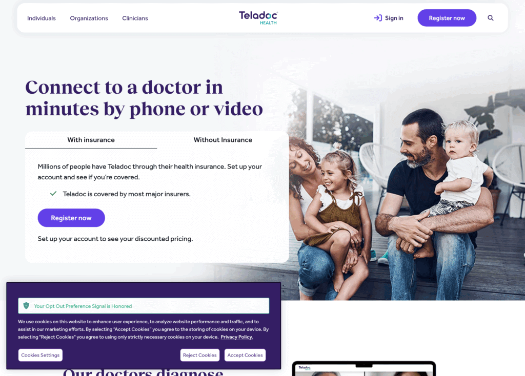 UX strategy for health tech: 6 digital engagement tactics to build trust 3 teledoc home page
