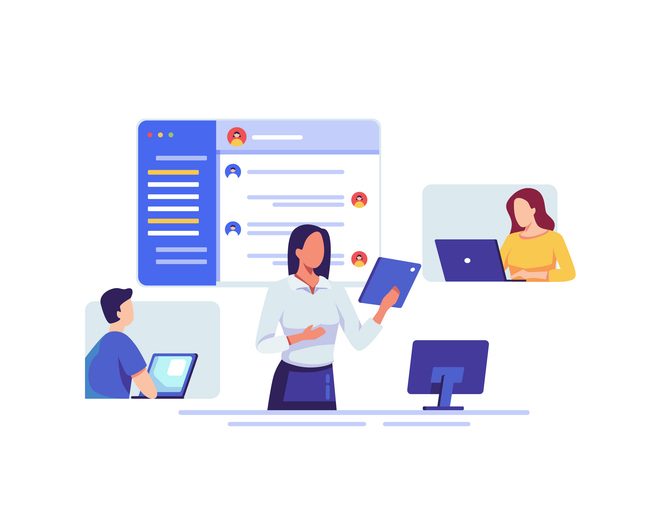 5 do's and don'ts for user engagement in B2B SaaS products 4 Virtual communication illustration for article on user engagement in B2B SaaS