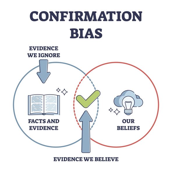 How confirmation bias in product design sabotages you (and how to stop it) 2 vector illustration on Confirmation bias in product design