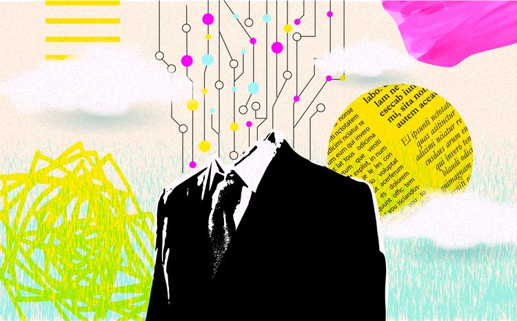 What is agentic AI? How to understand the rise of autonomous intelligence 10 Vector illustration of a Artificial intelligence business concept in retro collage style with business man in suit for agentic ai article