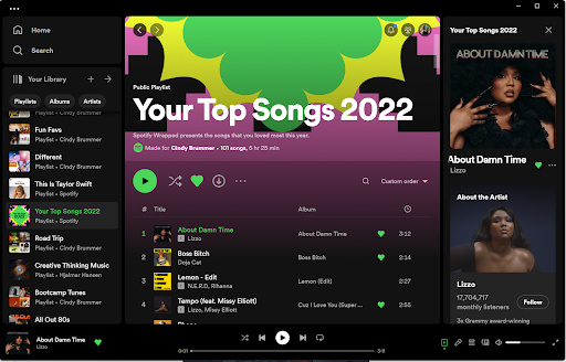 screenshot of Spotify home screen