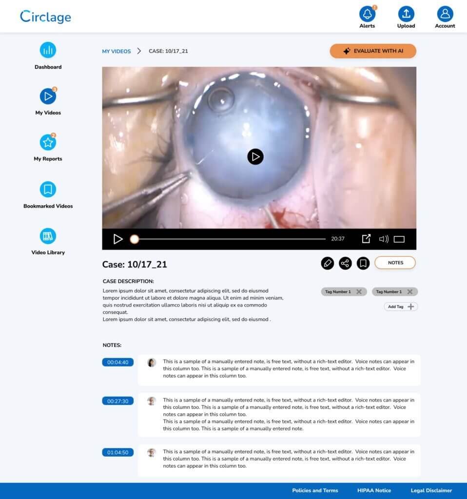 AI UX design agency 11 Add case screen for Circlage, AI surgical evaluation platform created by AI UX agency