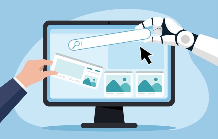 human and AI help building website together on computer screen
