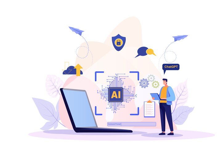man using technology smart robot AI foragentic ux