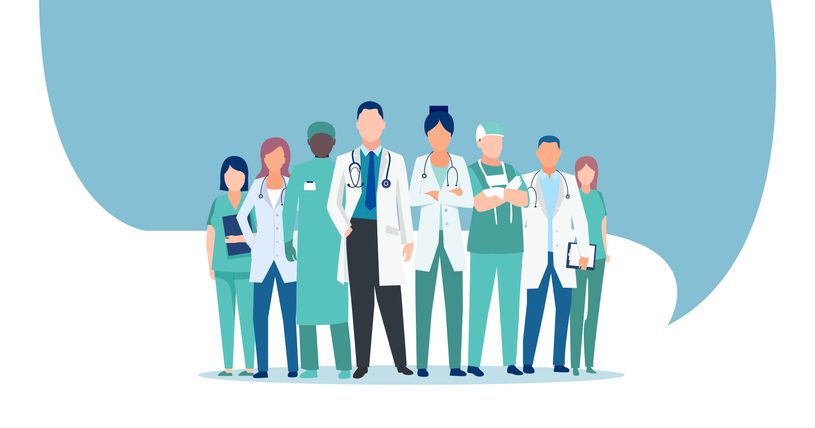 Group of doctors and nurses who routinely perform stress testing product design 