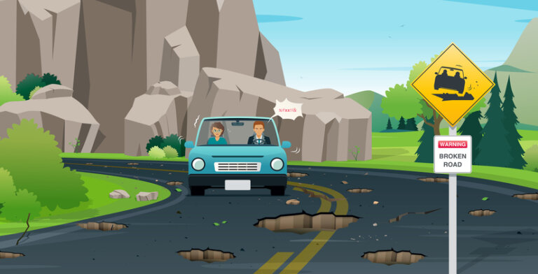 Death by a thousand paper cuts: How UX friction points quietly drive users away 9 A driver is upset because of potholes on the road surface - metaphor for UX friction points